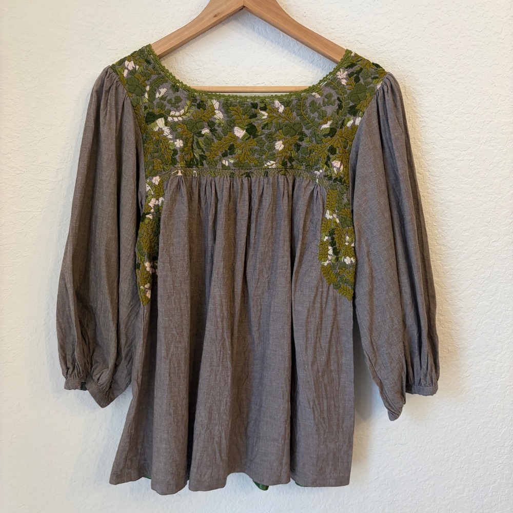 Mi Golondrina Catalina Embroidered Blouse Top S Floral Oaxacan Handmade Peasant - Picture 6 of 8